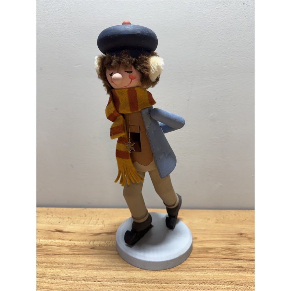Vintage 1999 Zim's Heirloom Collectibles Ice Skater Wooden Nutcracker Hand Paint